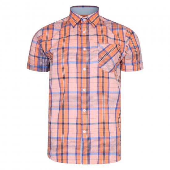 Kam Jeans 6201 Summer Casual Check Shirt Peach - Herrenhemden in großen Größen - Herrenhemden in großen Größen