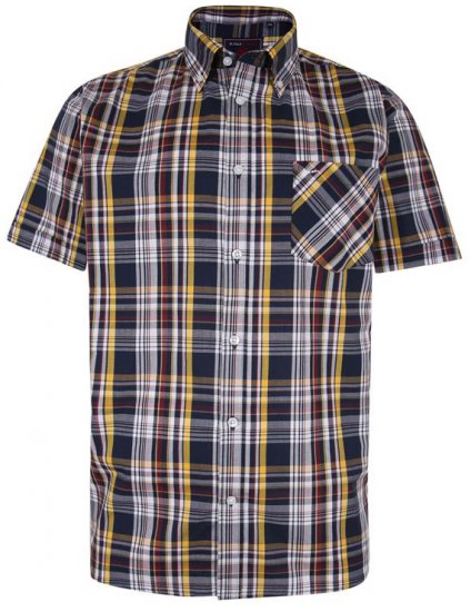 Kam Jeans 6208 SS Casual Check Shirt Navy - Herrenhemden - Herrenhemden in großen Größen