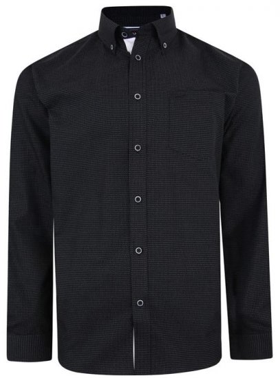 Kam Jeans 6210 LS Dobby Stitch Shirt Black - Herrenhemden - Herrenhemden in großen Größen
