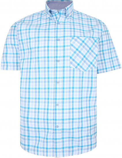 Kam Jeans 6215 Summer Check Shirt Turquoise - Herrenhemden - Herrenhemden in großen Größen