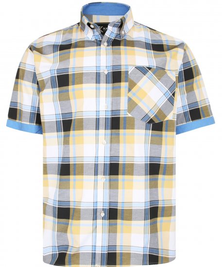 Kam Jeans 6216 Large Check Shirt Mustard - Herrenhemden - Herrenhemden in großen Größen