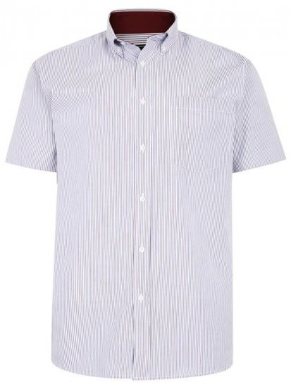 Kam Jeans 6218 SS Casual Stripe Shirt Burgundy - Herrenhemden - Herrenhemden in großen Größen