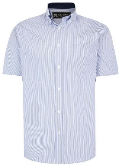 Kam Jeans 6218 SS Casual Stripe Shirt Navy - Herrenhemden - Herrenhemden in großen Größen