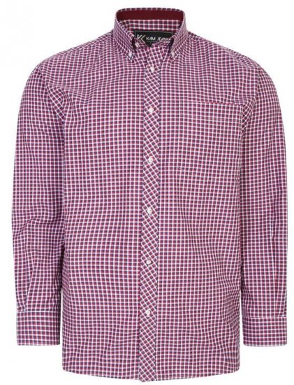 Kam Jeans 6219 LS Mini Gingham Check Shirt Red - Herrenhemden - Herrenhemden in großen Größen