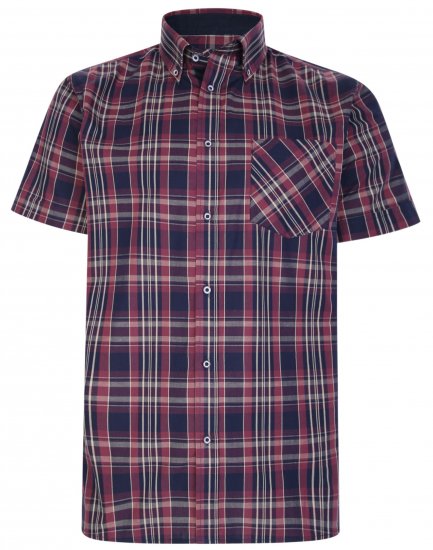 Kam Jeans 6221 Casual Short Sleeve Shirt Plum - Herrenhemden - Herrenhemden in großen Größen