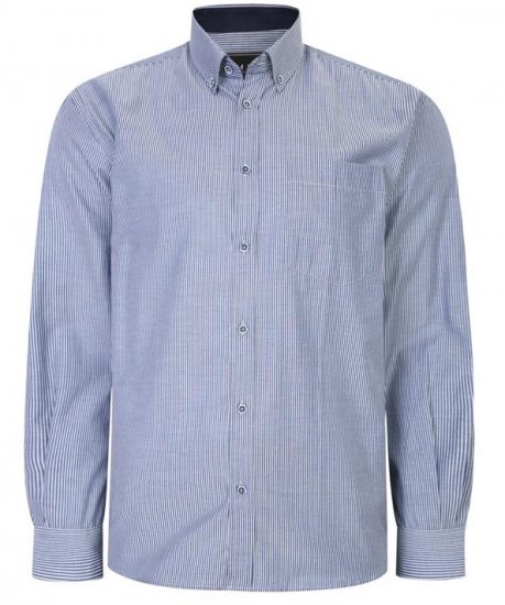 Kam Jeans 6224 LS Mini Stripe Shirt Navy - Herrenhemden - Herrenhemden in großen Größen