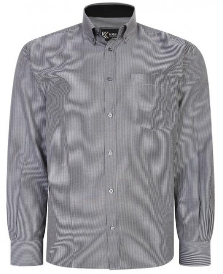 Kam Jeans 6224 LS Mini Stripe Shirt Charcoal - Herrenhemden - Herrenhemden in großen Größen