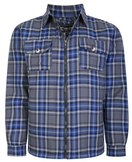 Kam Jeans 6231 Sherpa Lined Flannel Shirt with Zipper Charcoal - Herrenhemden in großen Größen - Herrenhemden in großen Größen