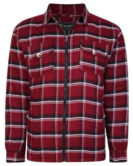 Kam Jeans 6231 Sherpa Lined Flannel Shirt with Zipper Burgundy - Herrenhemden - Herrenhemden in großen Größen