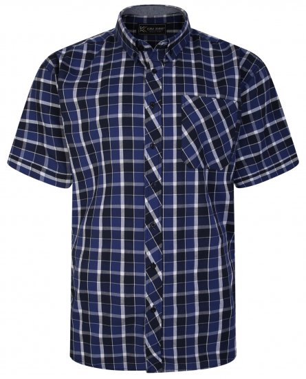 Kam Jeans 6240 SS Check Shirt Navy - Herrenhemden - Herrenhemden in großen Größen