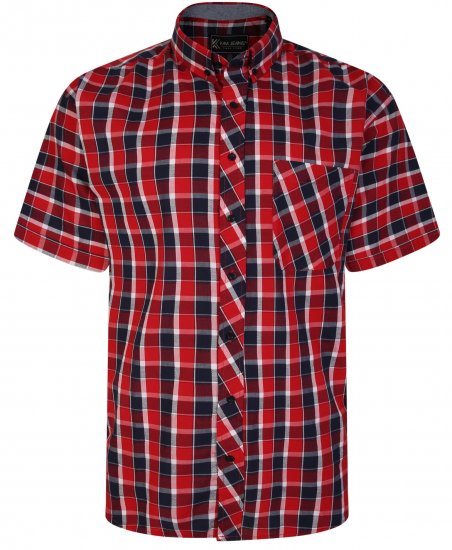 Kam Jeans 6240 SS Check Shirt Red - Herrenhemden - Herrenhemden in großen Größen