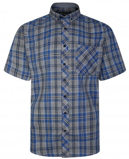 Kam Jeans 6241 SS Check Shirt Blue - Herrenhemden - Herrenhemden in großen Größen