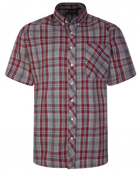 Kam Jeans 6241 SS Check Shirt Burgundy - Herrenhemden - Herrenhemden in großen Größen