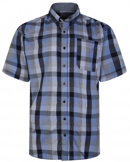 Kam Jeans 6242 Casual Checked Shirt Blue - Herrenhemden - Herrenhemden in großen Größen