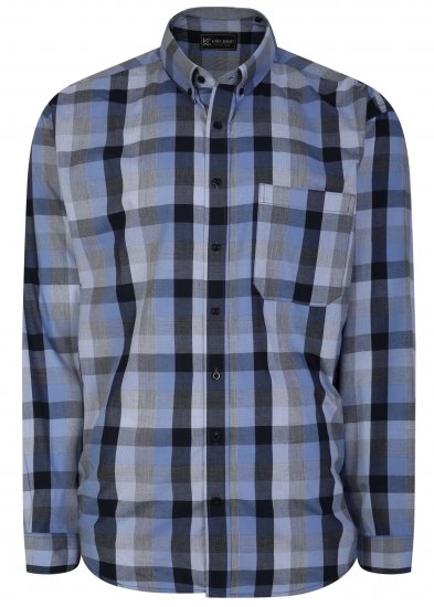 Kam Jeans 6242 Long Sleeve Casual Checked Shirt Blue - Herrenhemden - Herrenhemden in großen Größen