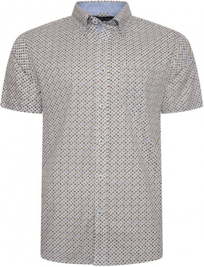 Kam Jeans 6281 All Over Geo Print Shirt White - Herrenhemden - Herrenhemden in großen Größen