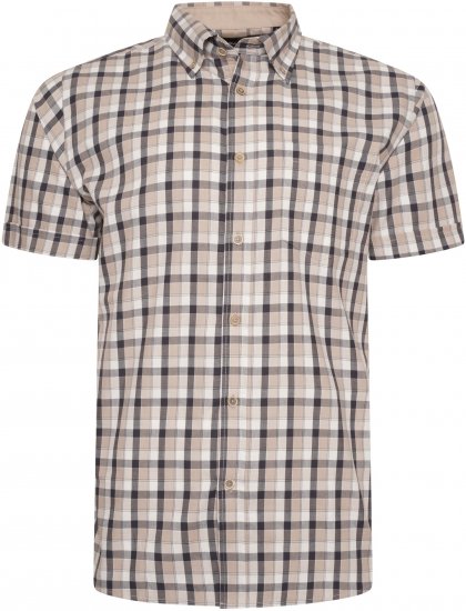 Kam Jeans 6282 Casual SS Check Shirt Beige - Herrenhemden - Herrenhemden in großen Größen