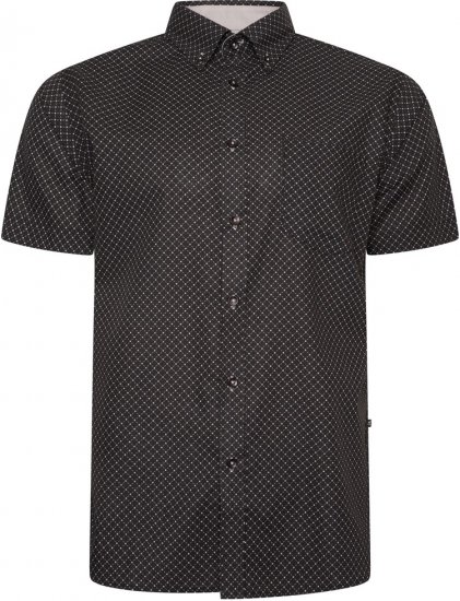 Kam Jeans 6299 All Over Diamond Print Small Sleeve Shirt Black - Herrenhemden in großen Größen - Herrenhemden in großen Größen
