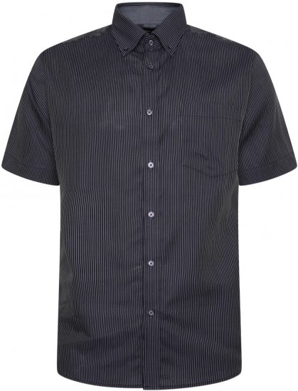 Kam Jeans 6300 Dobby Stripe Short Sleeve Shirt Dark Grey - Herrenhemden - Herrenhemden in großen Größen