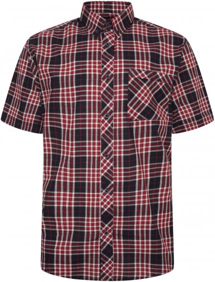 Kam Jeans 6301 Casual Check Short Sleeve Shirt Burgundy - Herrenhemden - Herrenhemden in großen Größen