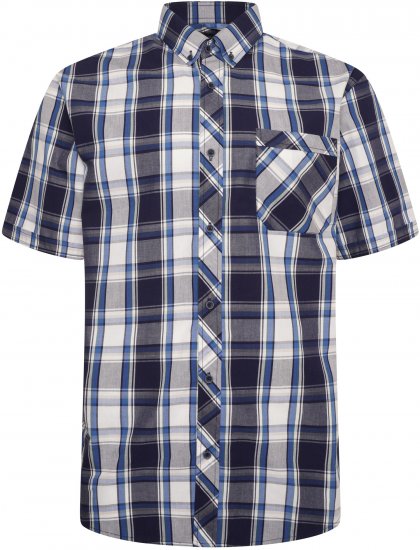 Kam Jeans 6301 Casual Check Short Sleeve Shirt Navy - Herrenhemden - Herrenhemden in großen Größen