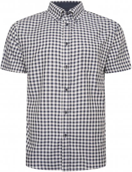 Kam Jeans 6302 Casual Gingham Check Shirt Blue - Herrenhemden - Herrenhemden in großen Größen