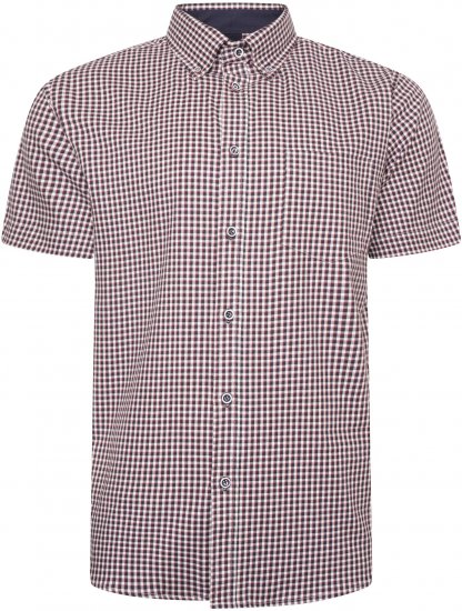 Kam Jeans 6302 Casual Gingham Check Shirt Navy - Herrenhemden - Herrenhemden in großen Größen