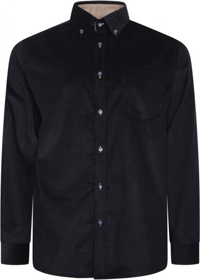 Kam Jeans 6304 Long Sleeve Fine Cotton Cordurouy Shirt Navy - Herrenhemden - Herrenhemden in großen Größen