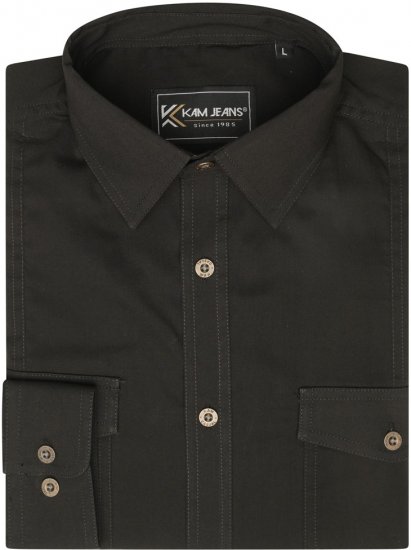 Kam Jeans 6305 Long Sleeve Retro Stretch Shirt Black - Herrenhemden - Herrenhemden in großen Größen