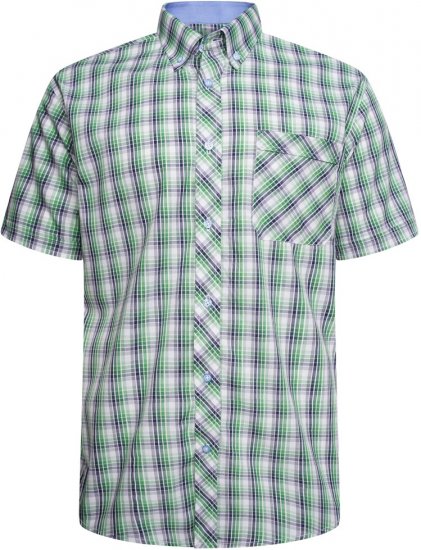 Kam Jeans 6311 Casual Check Short Sleeve Shirt Mint - Herrenhemden - Herrenhemden in großen Größen