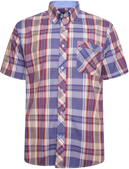 Kam Jeans 6314 Casual Check Short Sleeve Shirt Burgundy - Herrenhemden - Herrenhemden in großen Größen