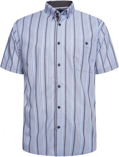 Kam Jeans 6320 Casual Stripe Short Sleeve Shirt Sky Blue - Herrenhemden - Herrenhemden in großen Größen
