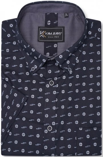 Kam Jeans 6325 Dobby Print Short Sleeve Shirt Black - Herrenhemden - Herrenhemden in großen Größen
