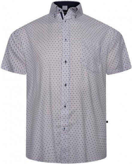 Kam Jeans 6328 AOP Geo Print Short Sleeve Shirt Charcoal - Herrenhemden - Herrenhemden in großen Größen