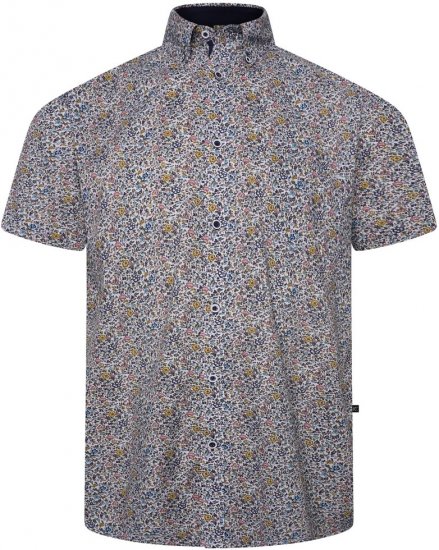 Kam Jeans 6329 Mini Floral Print Short Sleeve Shirt Grey - Herrenhemden - Herrenhemden in großen Größen