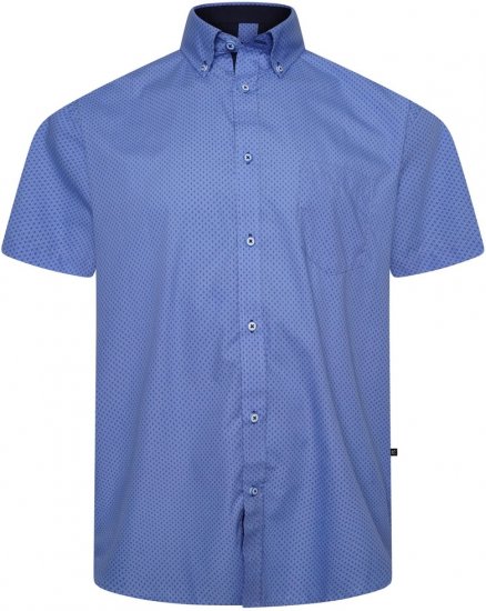 Kam Jeans 6333 AOP Dobby Print Shirt Blue - Herrenhemden - Herrenhemden in großen Größen