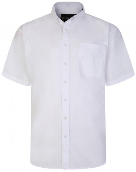 Kam Jeans 660 Classic Short Sleeve Office Shirt White - Herrenhemden in großen Größen - Herrenhemden in großen Größen