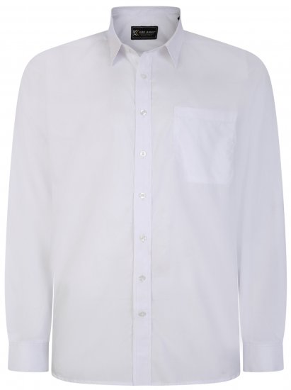 Kam Jeans 661 Classic Long Sleeve Office Shirt White - Herrenhemden in großen Größen - Herrenhemden in großen Größen