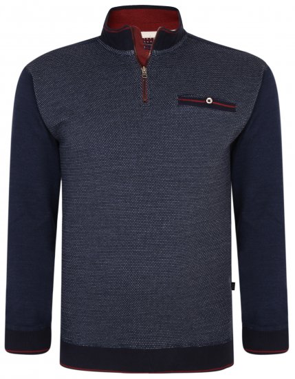 Kam Jeans 7020 Zip-collar Top Navy - Herren-sweater und -hoodies - Herren-Sweater und -Hoodies in großen Größen