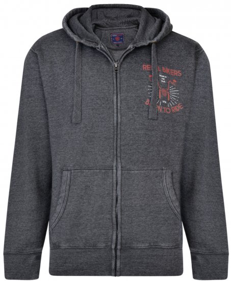 Kam Jeans 7023 Rebel Bikers Hoodie Charcoal - Herren-sweater und -hoodies - Herren-Sweater und -Hoodies in großen Größen