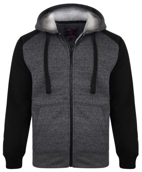 Kam Jeans 7037 Sherpa Raglan Hoodie Black - Herren-sweater und -hoodies - Herren-Sweater und -Hoodies in großen Größen