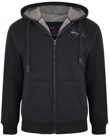 Kam Jeans 7038 Sherpa Lined Hoodie Charcoal - Herren-sweater und -hoodies - Herren-Sweater und -Hoodies in großen Größen