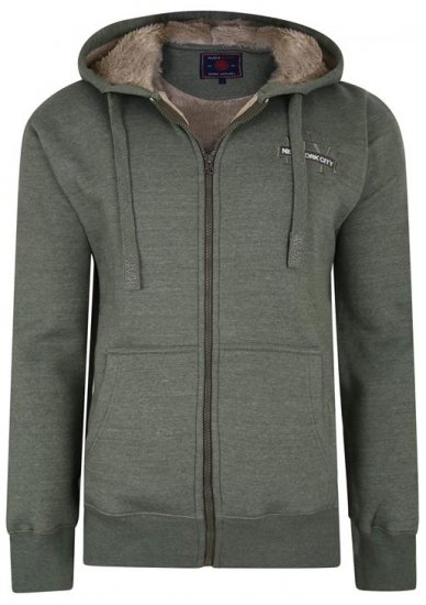 Kam Jeans 7038 Sherpa Lined Hoodie Khaki - Herren-sweater und -hoodies - Herren-Sweater und -Hoodies in großen Größen
