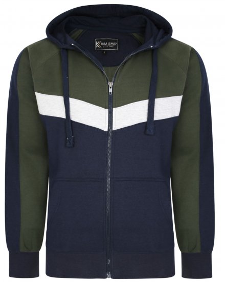 Kam Jeans 7048 Chevron Panelled Hoodie Khaki - Herren-sweater und -hoodies - Herren-Sweater und -Hoodies in großen Größen