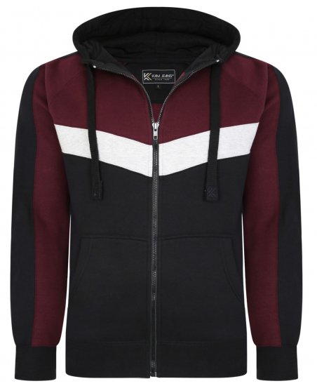 Kam Jeans 7048 Chevron Panelled Hoodie Burgundy - Herren-sweater und -hoodies - Herren-Sweater und -Hoodies in großen Größen
