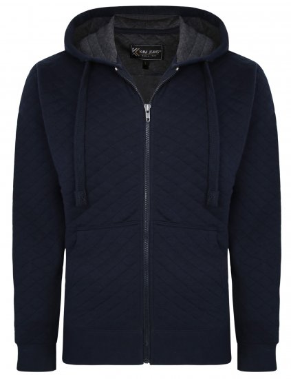 Kam Jeans 7051 Quilted Jersey Zip Thru Hoody Navy - Herren-sweater und -hoodies - Herren-Sweater und -Hoodies in großen Größen