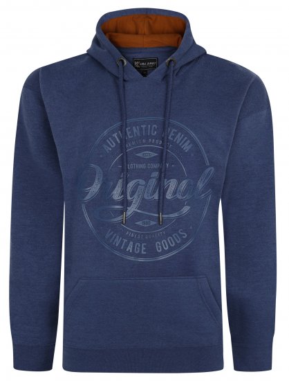 Kam Jeans 7059 Over Head Large Embossed Hoodie Royal Blue - Herren-sweater und -hoodies - Herren-Sweater und -Hoodies in großen Größen