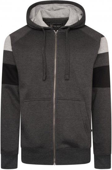 Kam Jeans 7069 Cut & Saw Zip Thru Hoody Charcoal - Herren-sweater und -hoodies - Herren-Sweater und -Hoodies in großen Größen