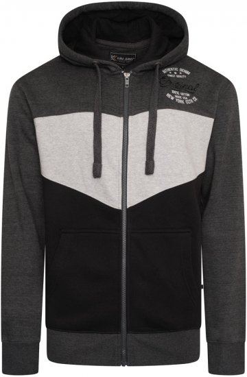 Kam Jeans 7070 Panelled Hoody with EMB Charcoal - Herren-sweater und -hoodies - Herren-Sweater und -Hoodies in großen Größen