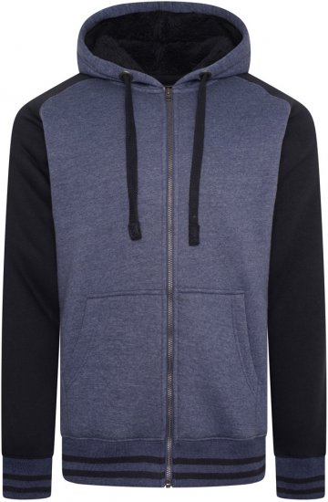Kam Jeans 7075 Raglan Zip Thru Sherpa Hoodie Royal Blue - Herren-sweater und -hoodies - Herren-Sweater und -Hoodies in großen Größen